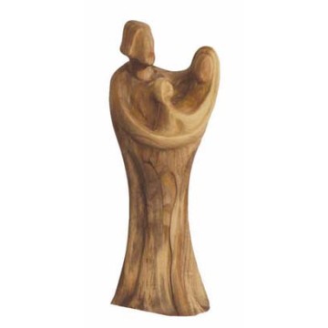 Santa Famiglia in legno d'ulivo (statua). Scolpita a mano